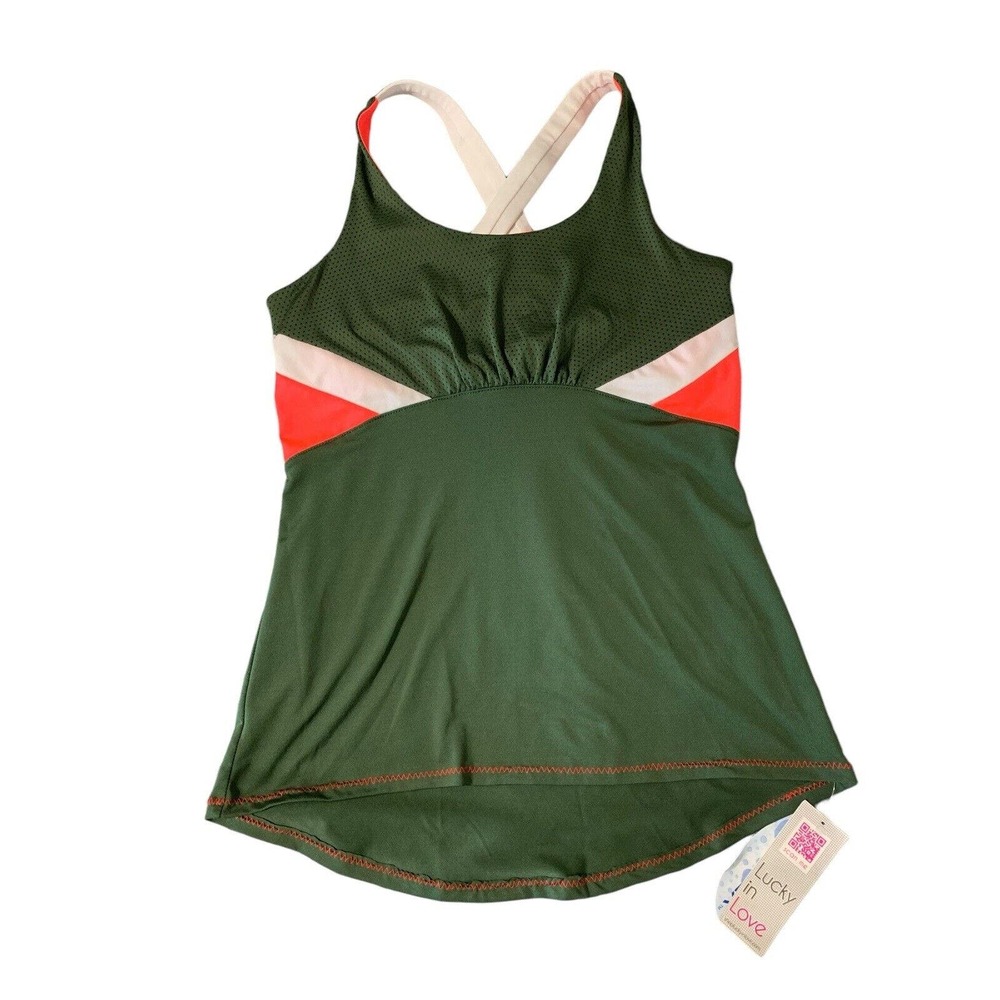 Lucky In Love Tank Top Women's Size Small Pickleball Tennis golf Shirt Green